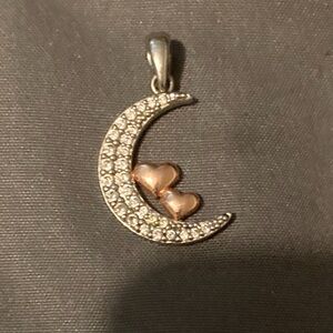 Sterling silver rose, gold Moon an Hearts